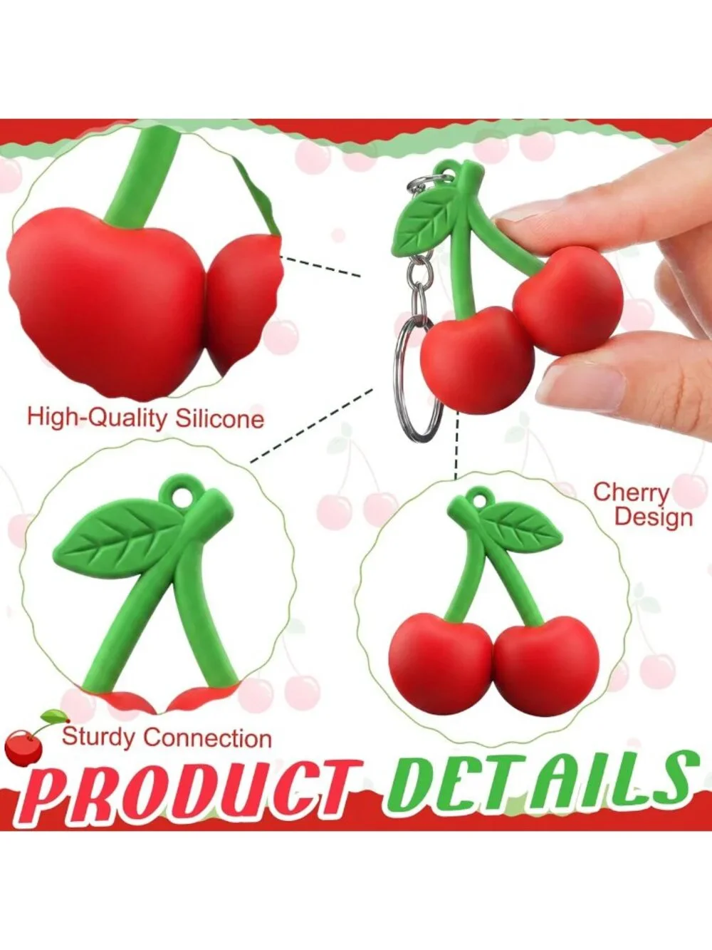 Colorful 3D Silicone Fruit Keychain Charms - Fun Bulk Gifts for All Ages